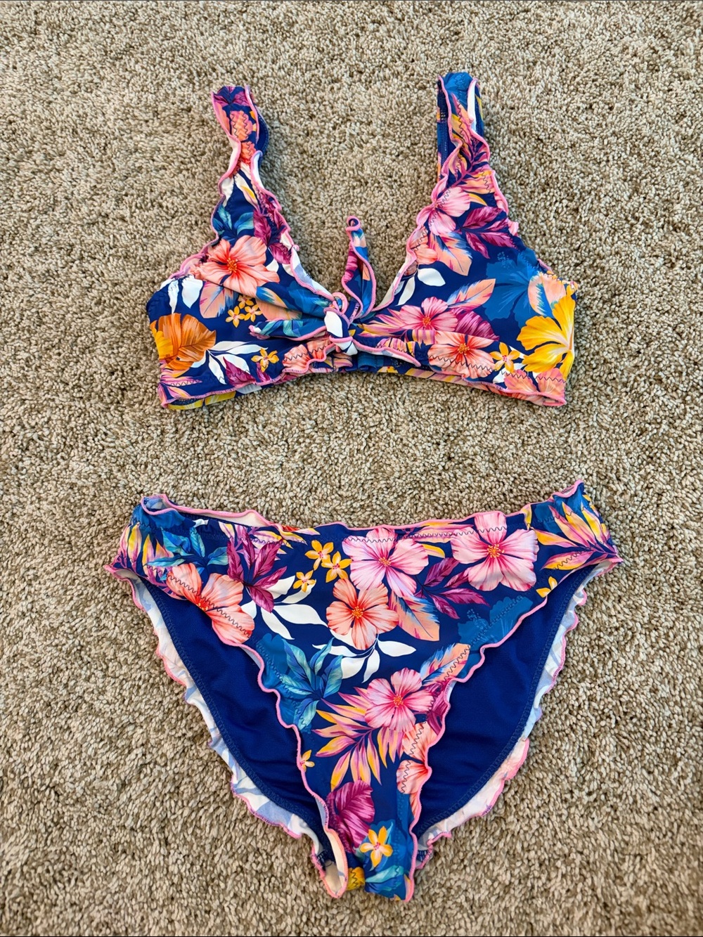 Hobie Girls Bralette Top and Hipster Bikini Bottom Swimsuit Set